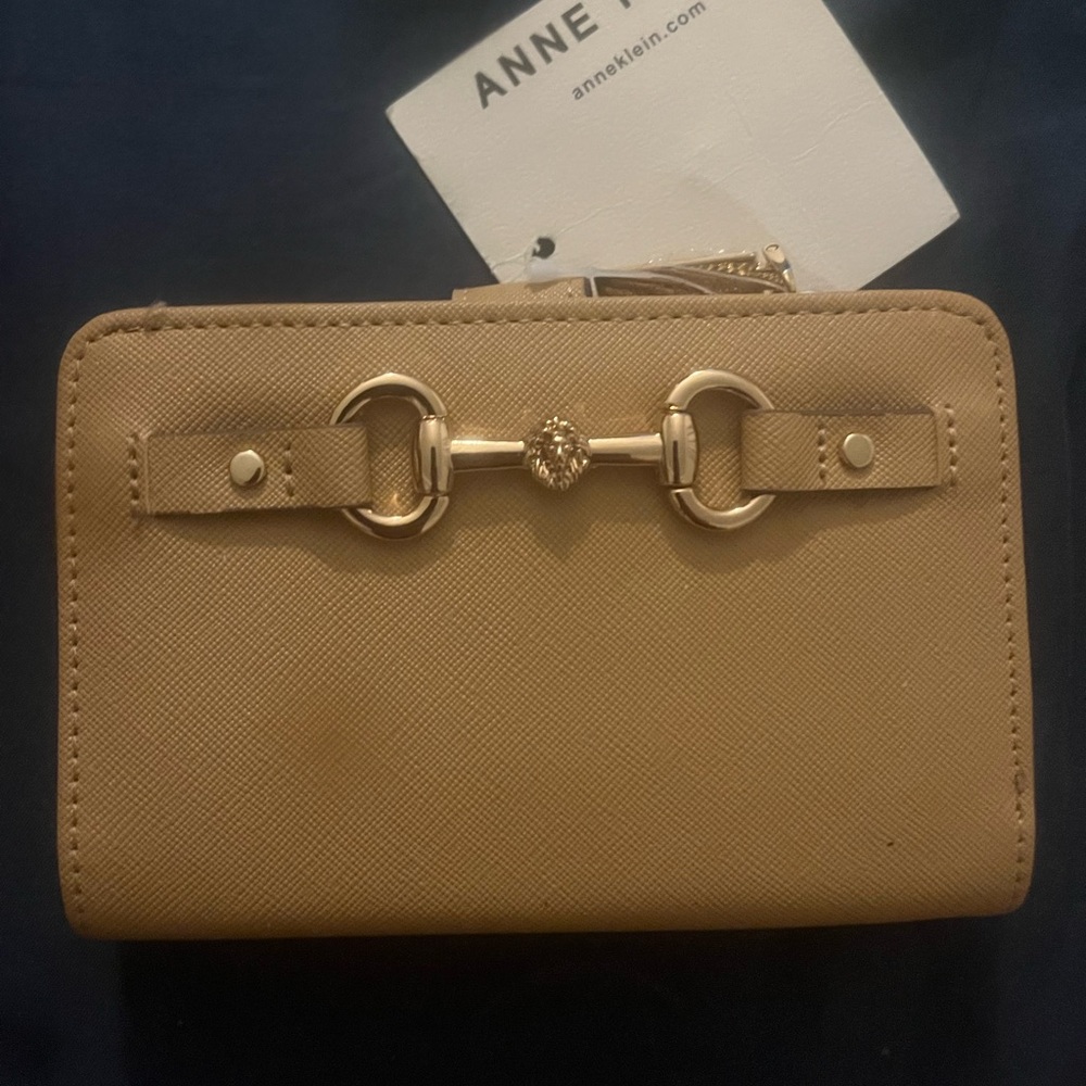 Anne Klein Beige Wallet with Gold Hardware